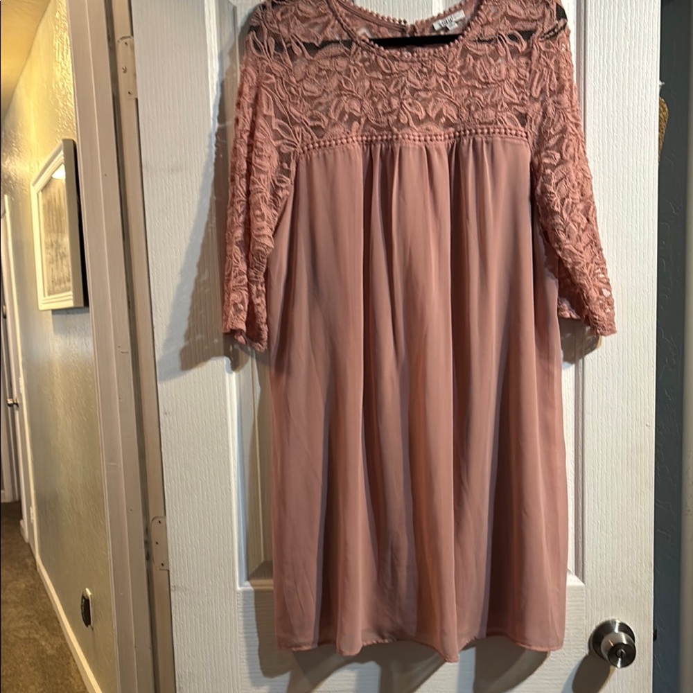 AUW Pink Babydoll Dress with 3/4 Sleeves
